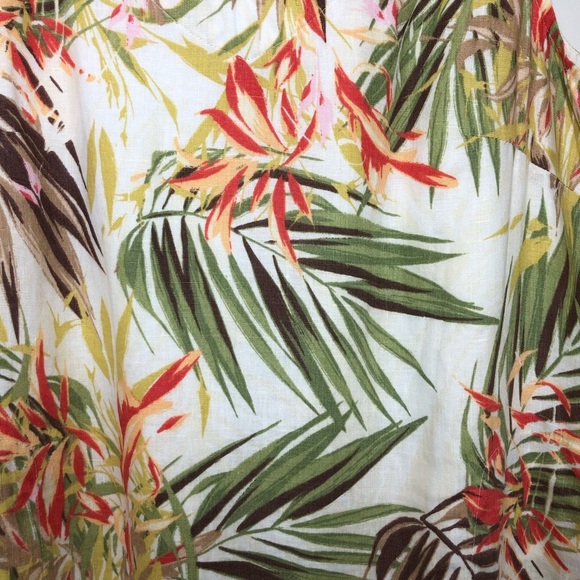 J.Jill Love Linen 100% Linen V Neck Sleeves Pockets Tropical Shift Lined Dress M - Picture 4 of 16